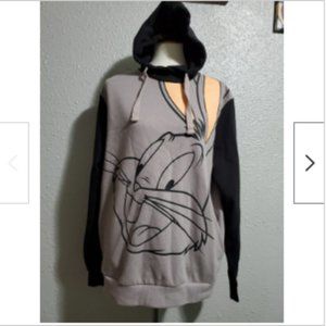 Six Flags Women's Buggs Bunny Sweater Gray Hooded Size L